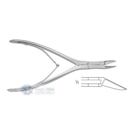 MC INDOE,175 mm Bone cutting forceps, angled on flat, double action, 7 inch