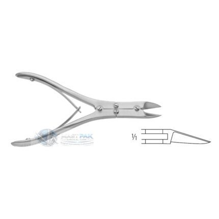 BOEHLER, 145 mm Bone cutting forceps, angled on flat, double action, 5 ¾ inch