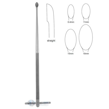Bone Curette  straight, oval cups with knurled T-handle